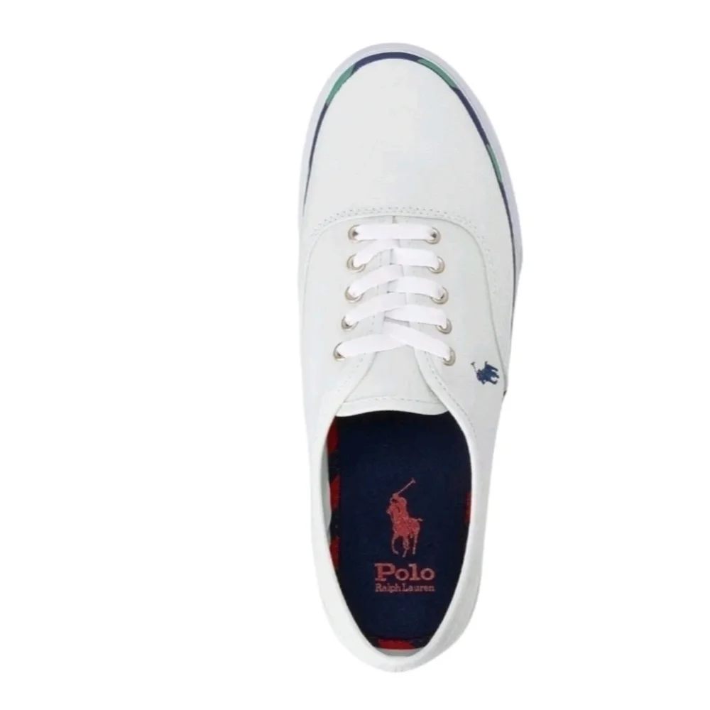 NEW! POLO BY RALPH LAUREN Keaton Leather Trim Signature Pony Canvas Sneakers 12.